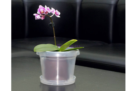 Горшок пластиковый для орхидей 0,8л прозрачное с поддоном м5554                 